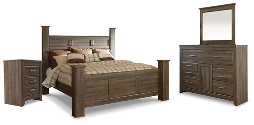 Juararo King Poster Bed with Mirrored Dresser and Nightstand JR Furniture Storefurniture, home furniture, home decor