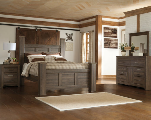 Juararo Queen Poster Bed with Mirrored Dresser and Chest JR Furniture Storefurniture, home furniture, home decor