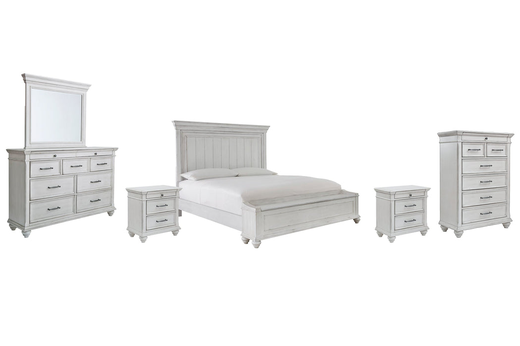 Kanwyn King Panel Bed with Storage with Mirrored Dresser, Chest and 2 Nightstands JR Furniture Storefurniture, home furniture, home decor