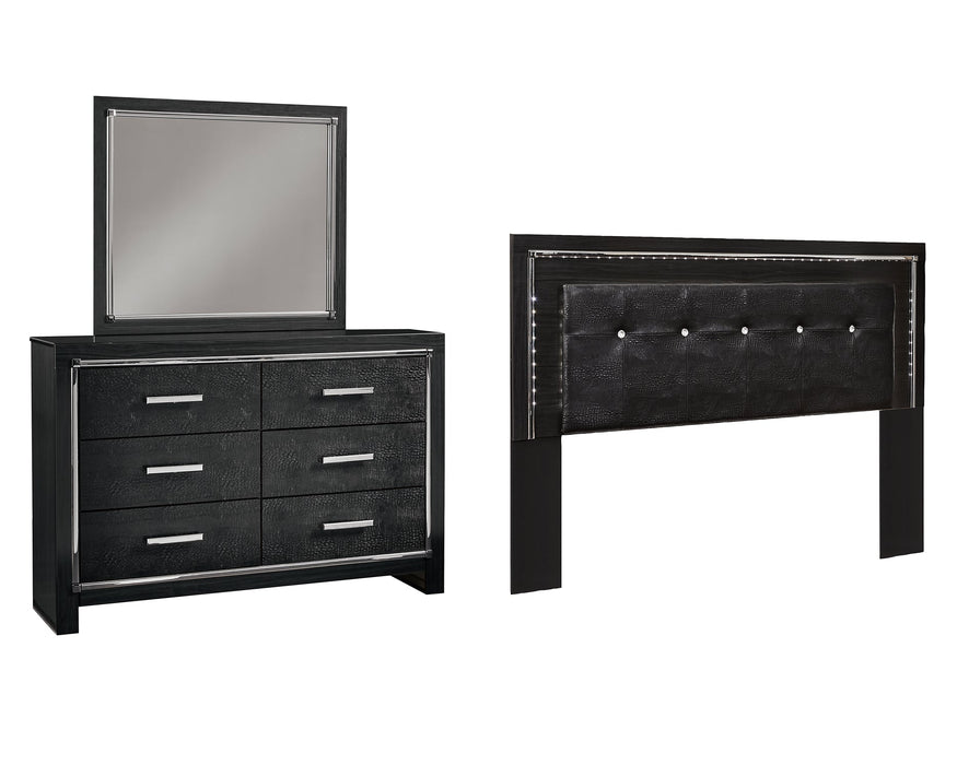 Kaydell King/California King Upholstered Panel Headboard with Mirrored Dresser JR Furniture Storefurniture, home furniture, home decor