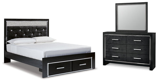 Kaydell Queen Upholstered Panel Storage Platform Bed with Mirrored Dresser JR Furniture Storefurniture, home furniture, home decor