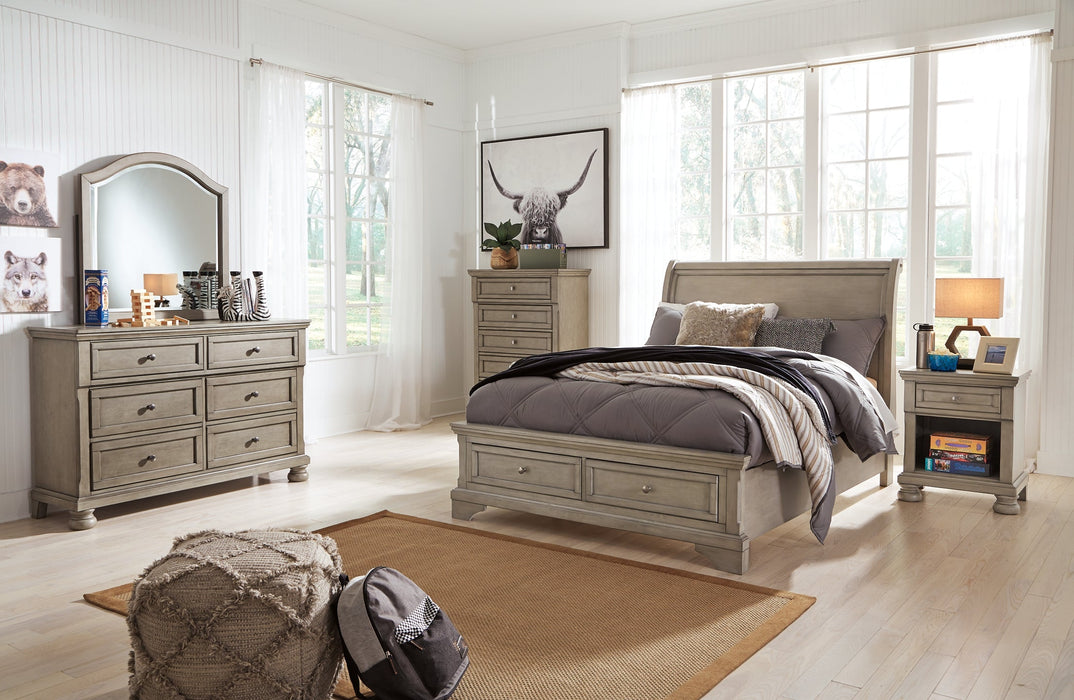 Lettner Full Sleigh Bed with Mirrored Dresser, Chest and 2 Nightstands JR Furniture Storefurniture, home furniture, home decor