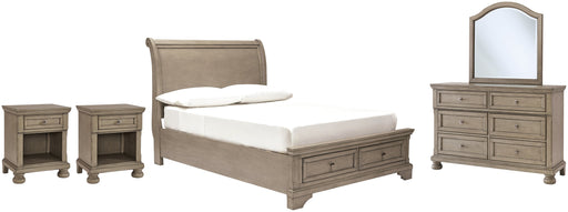 Lettner Full Sleigh Bed with Mirrored Dresser and 2 Nightstands JR Furniture Storefurniture, home furniture, home decor