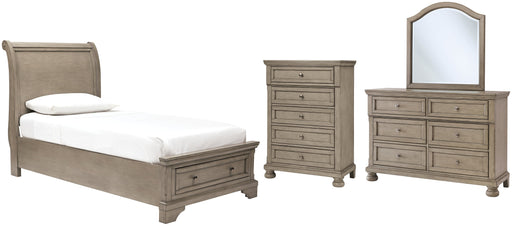 Lettner Twin Sleigh Bed with Mirrored Dresser and Chest JR Furniture Storefurniture, home furniture, home decor