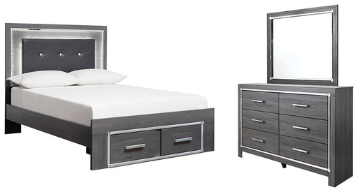 Lodanna Full Panel Bed with 2 Storage Drawers with Mirrored Dresser JR Furniture Storefurniture, home furniture, home decor