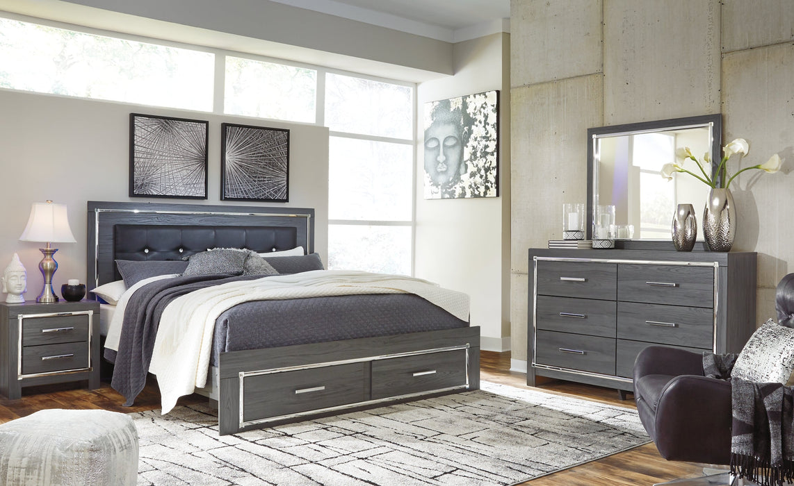 Lodanna King Panel Bed with 2 Storage Drawers with Mirrored Dresser JR Furniture Storefurniture, home furniture, home decor