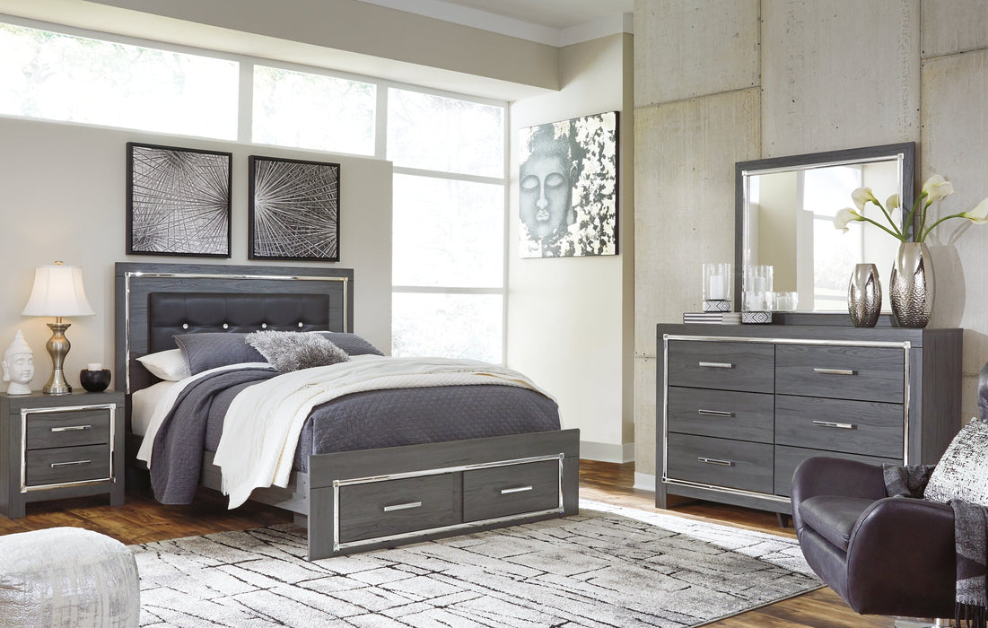Lodanna Queen Panel Bed with 2 Storage Drawers with Mirrored Dresser, Chest and Nightstand JR Furniture Storefurniture, home furniture, home decor