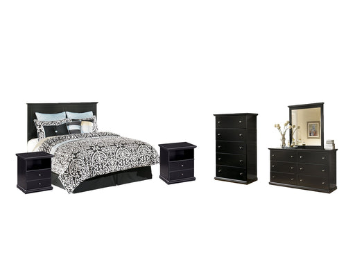 Maribel Queen/Full Panel Headboard with Mirrored Dresser, Chest and 2 Nightstands JR Furniture Storefurniture, home furniture, home decor