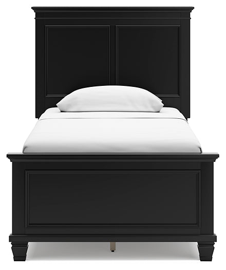 Lanolee Twin Panel Bed with Mirrored Dresser, Chest and Nightstand