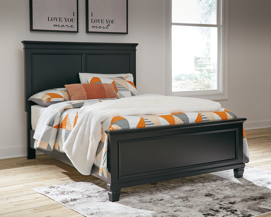 Lanolee Full Panel Bed with Mirrored Dresser and 2 Nightstands