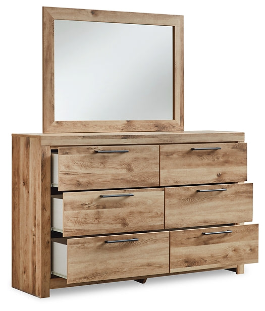Hyanna Queen Panel Storage Bed with Mirrored Dresser