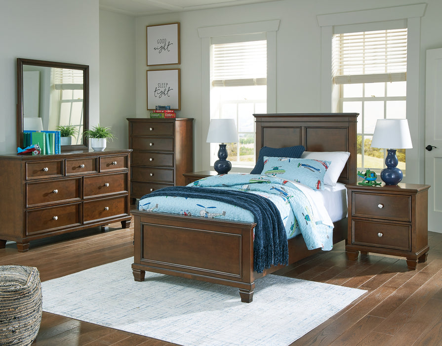 Danabrin Twin Panel Bed with Mirrored Dresser and 2 Nightstands