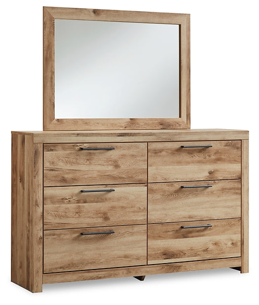 Hyanna Full Panel Bed with Storage with Mirrored Dresser and Chest