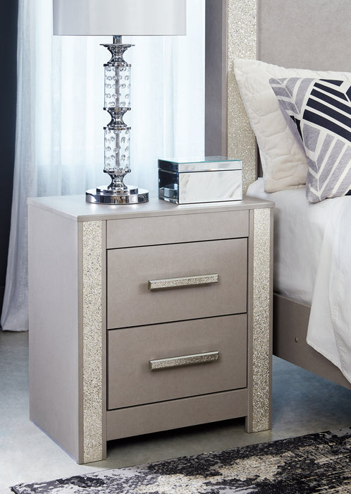 Surancha Full Panel Bed with Mirrored Dresser, Chest and Nightstand