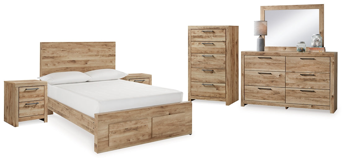 Hyanna Full Panel Storage Bed with Mirrored Dresser, Chest and 2 Nightstands