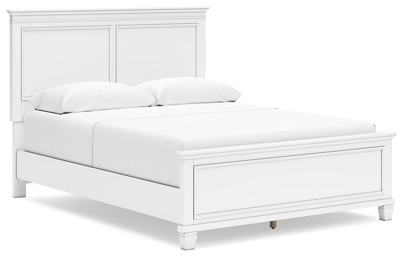 Fortman Queen Panel Bed with Mirrored Dresser, Chest and Nightstand
