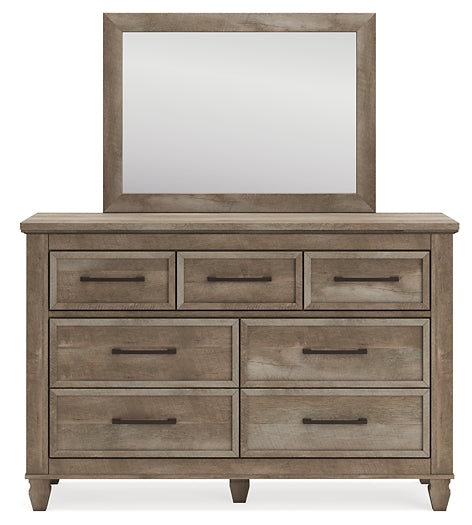 Yarbeck King Panel Bed with Mirrored Dresser and 2 Nightstands