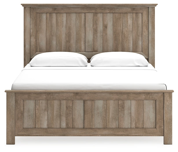Yarbeck King Panel Bed with Mirrored Dresser and 2 Nightstands